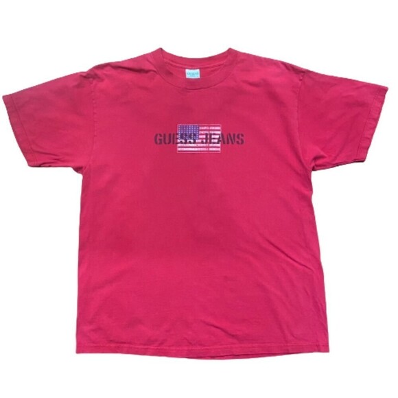 Guess Jeans USA 90s Flag Logo Vintage Cotton Red T-Shirt Men's Size XL - Picture 1 of 7